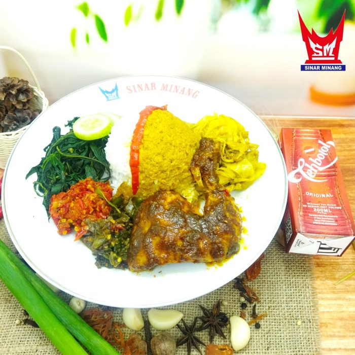 nasi ayam rendang teh botol kotak